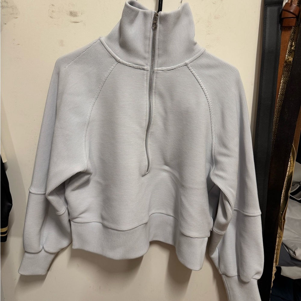 varley ribbed half zip sweatshirt - light blue